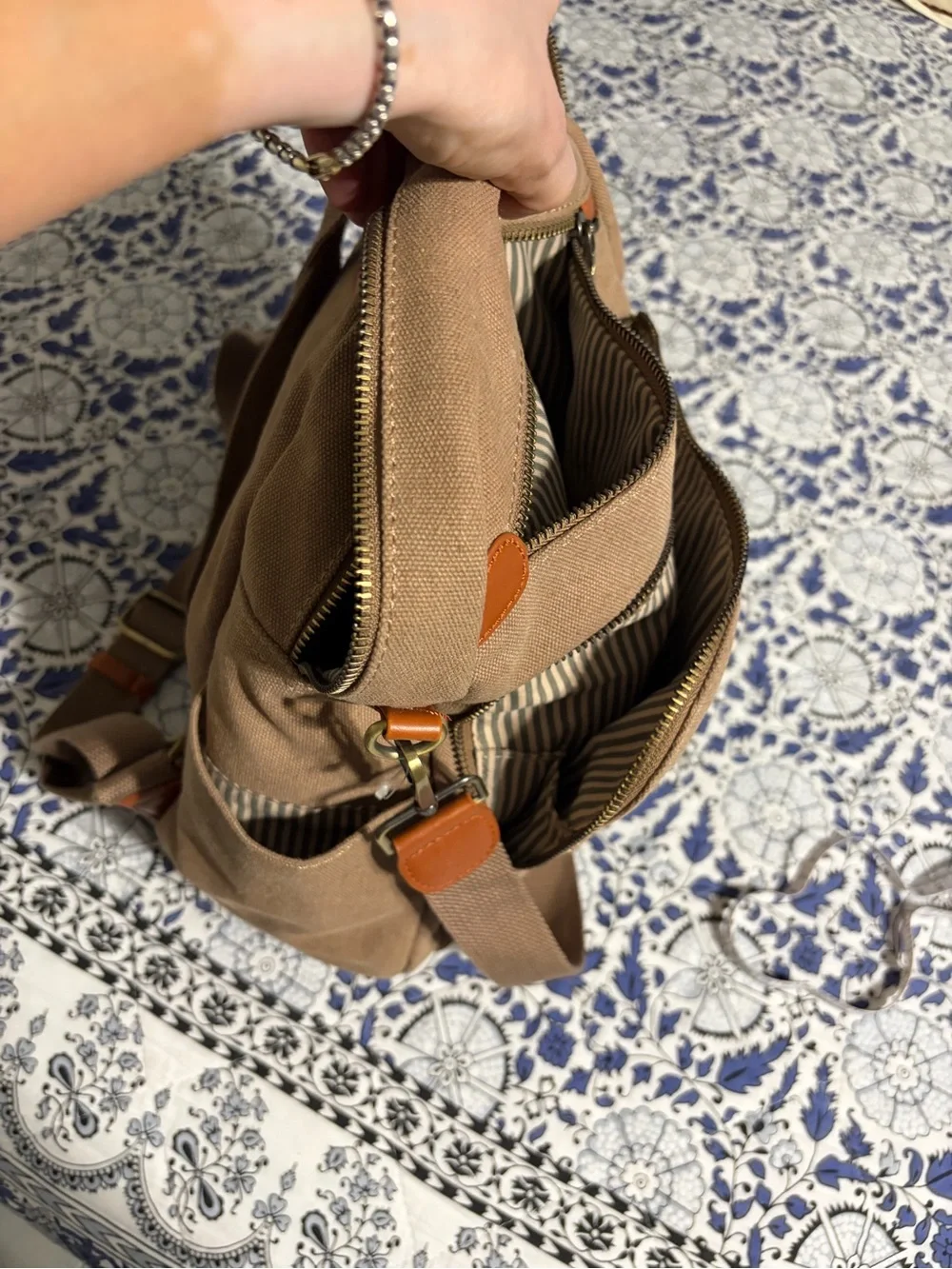 NWOT Antik Kraft backpack satchel bag purse neutral canvas versatile
